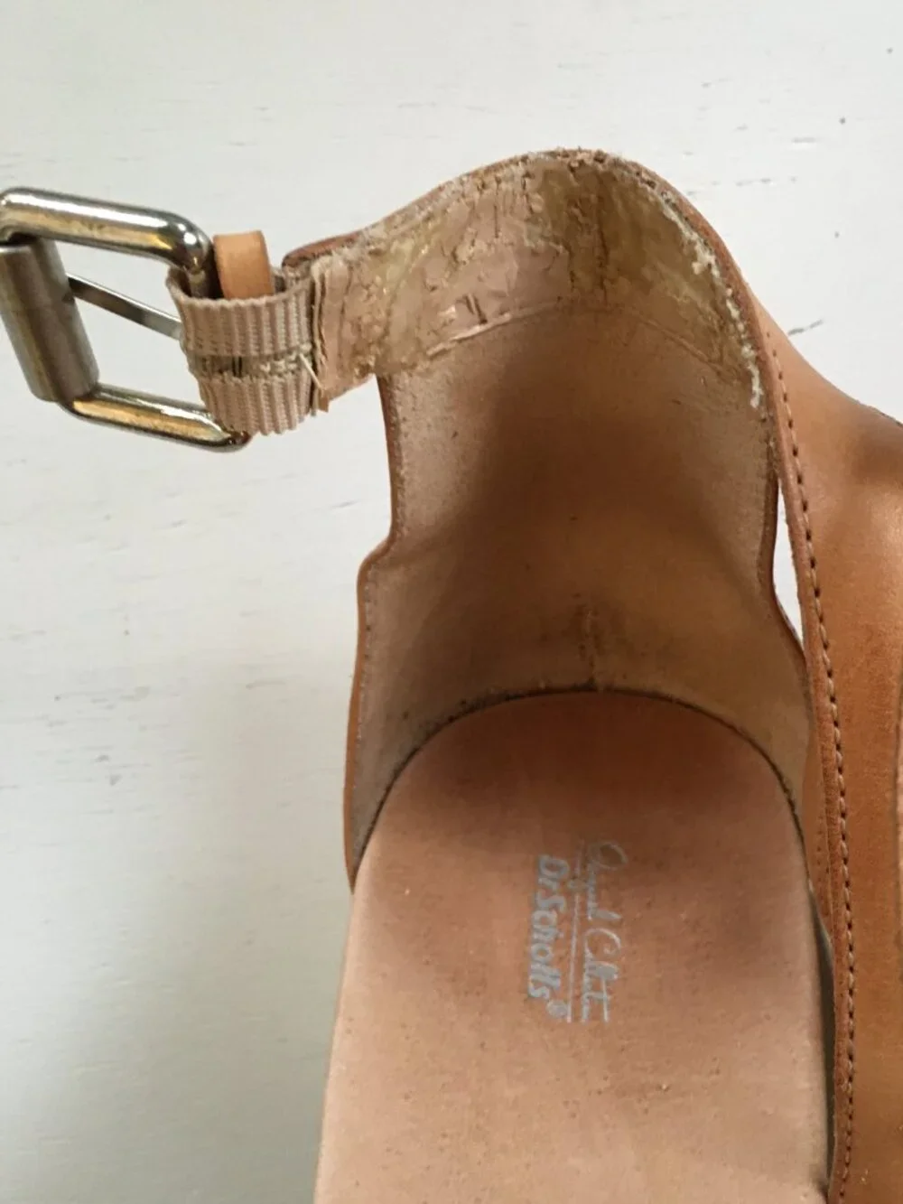 Dr. Scholl's Warner Tan Leather Wedge Sandal Platform 10M